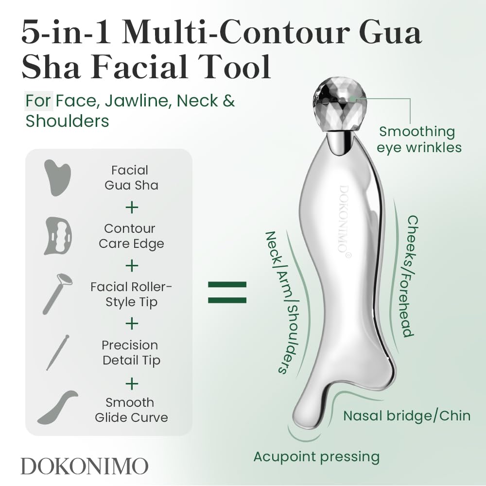 HERRAMIENTA FACIAL GUA SHA 5 EN 1 DOKONIMO MULTI-CONTORNO - 5
