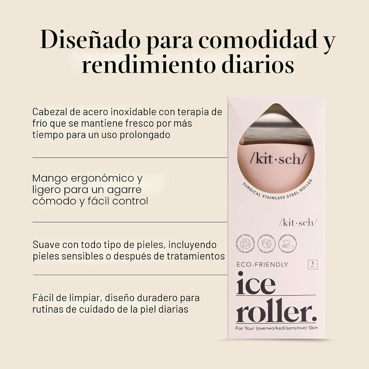 RODILLO FACIAL KITSCH ICE ROLLER PARA ROSTRO COLOR ROSA - 3