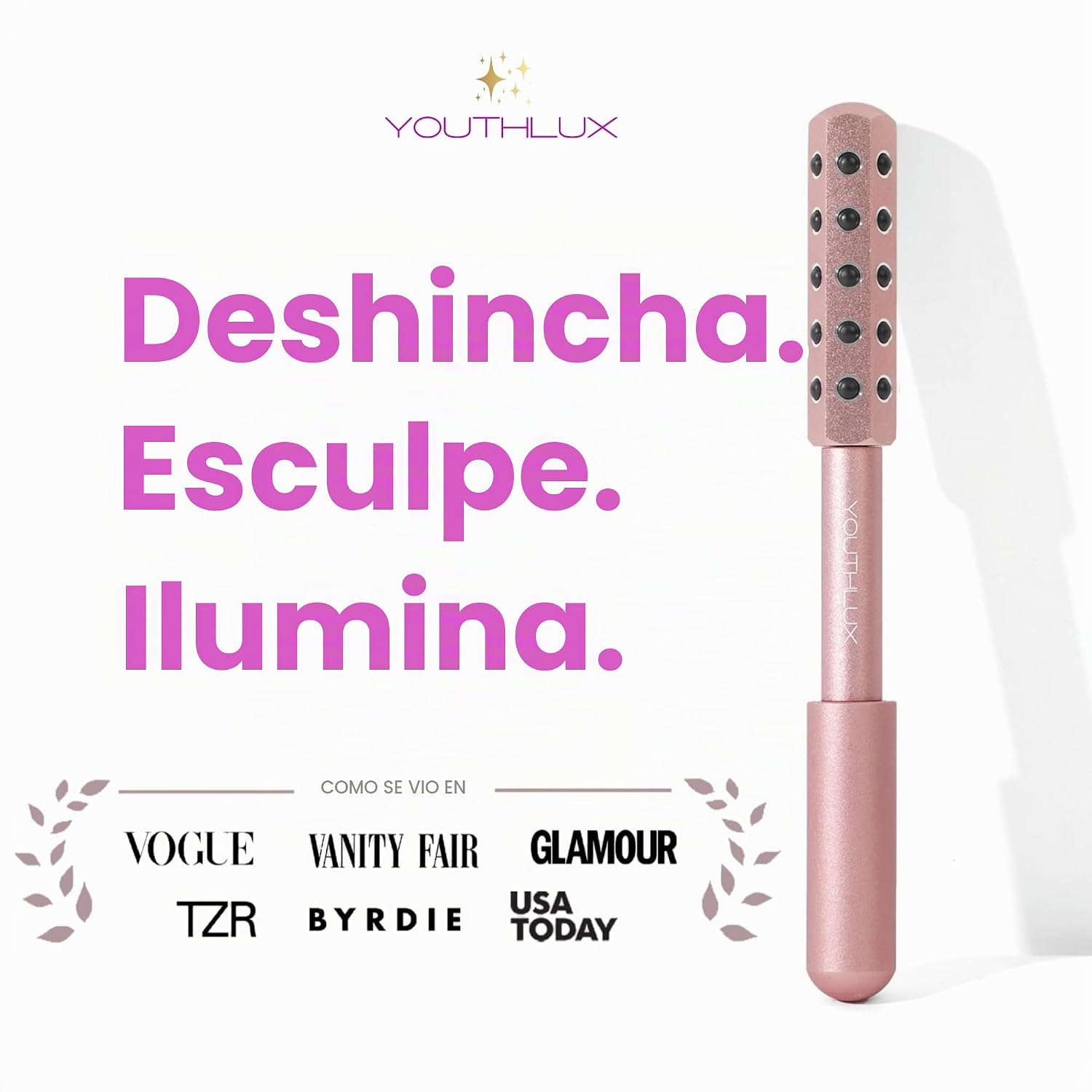 RODILLO FACIAL YOUTHLUX RADIANCE ROLLER PIEDRA DE GERMANIO ROSA DORADO - 2