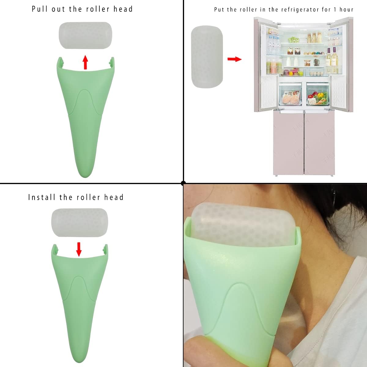 RODILLO FACIAL 3 EN 1 CHIKONI JADE ICE ROLLER Y GUA SHA VERDE - 3
