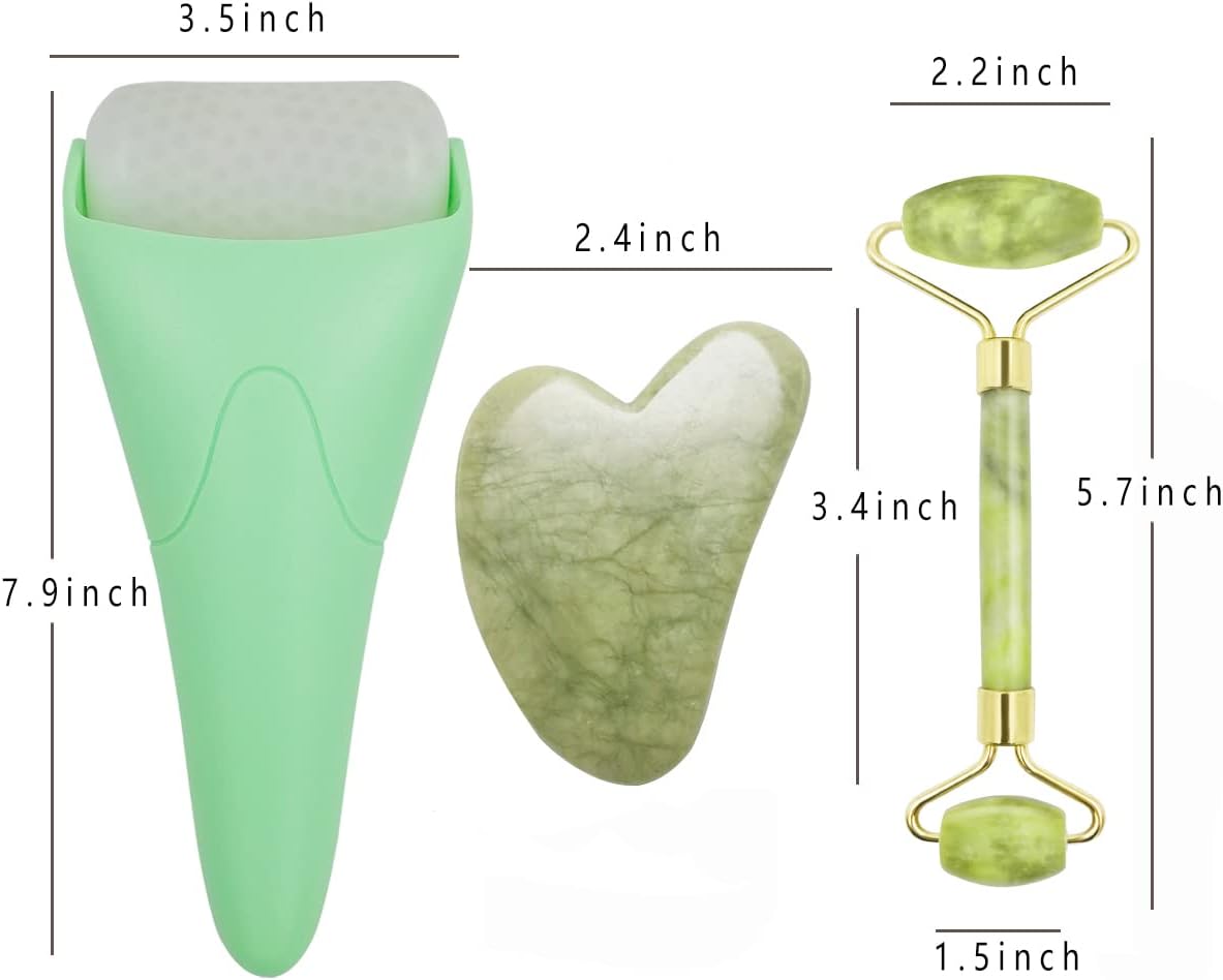 RODILLO FACIAL 3 EN 1 CHIKONI JADE ICE ROLLER Y GUA SHA VERDE - 5