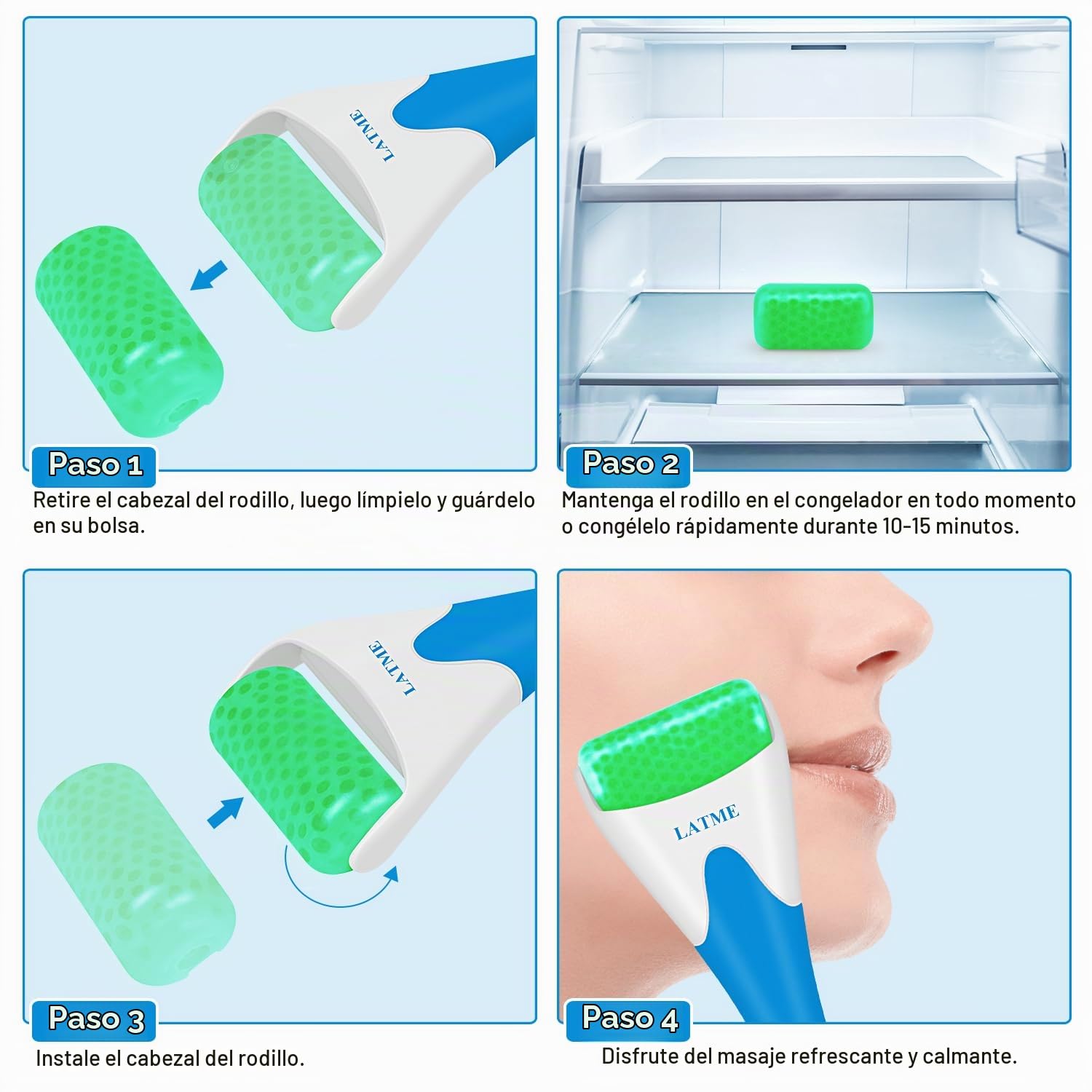 RODILLO DE HIELO PARA ROSTRO LATME VERDE - 5