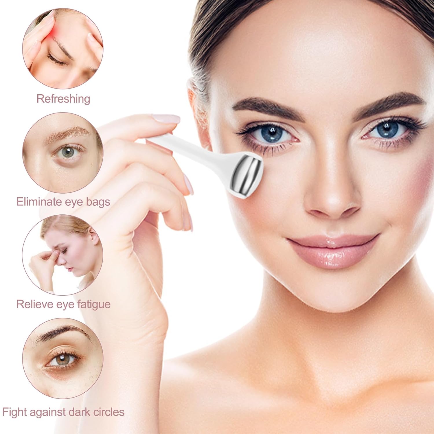 RODILLO MINI PARA OJOS Y ROSTRO MAANGE ACERO INOXIDABLE BLANCO - 2