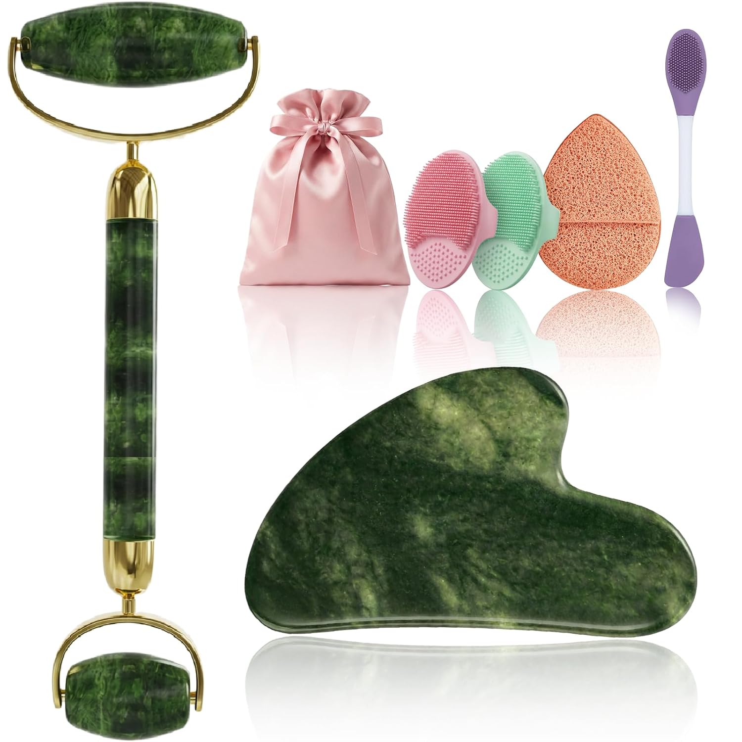 SET DE CUIDADO FACIAL RENA CHRIS GUA SHA Y RODILLO CON CEPILLO Y ACCESORIOS - 1
