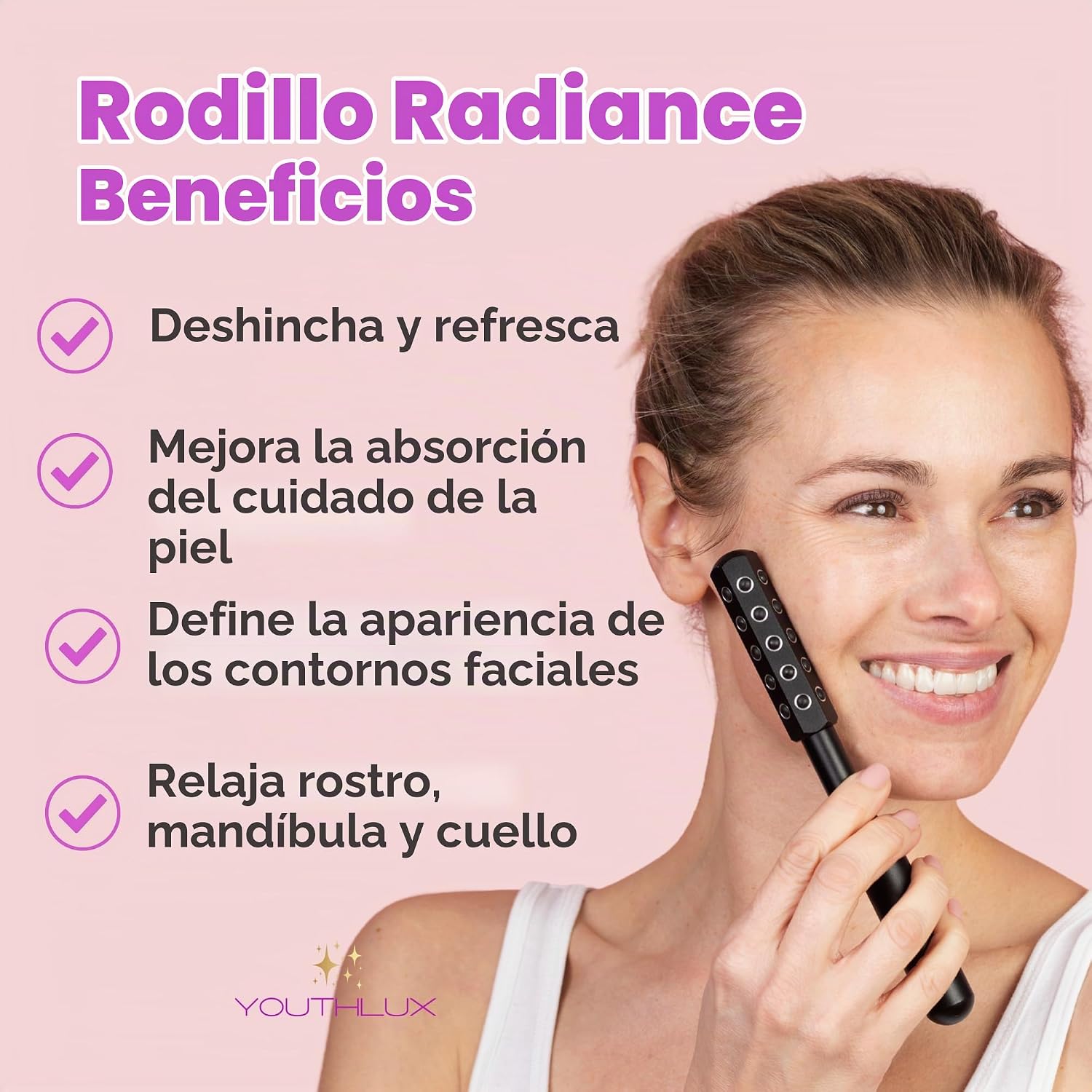 RODILLO FACIAL YOUTHLUX RADIANCE ROLLER PIEDRA DE GERMANIO NEGRO - 4
