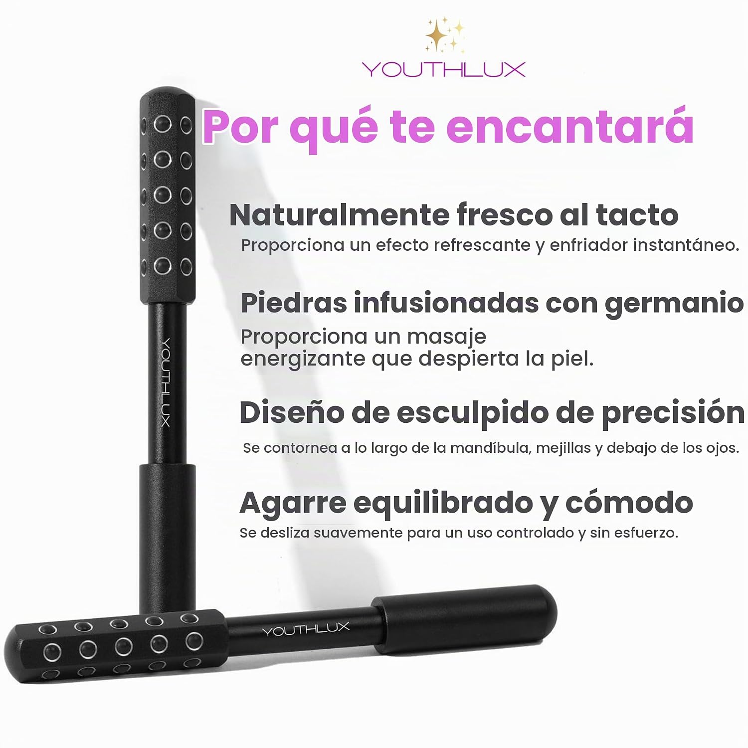 RODILLO FACIAL YOUTHLUX RADIANCE ROLLER PIEDRA DE GERMANIO NEGRO - 5