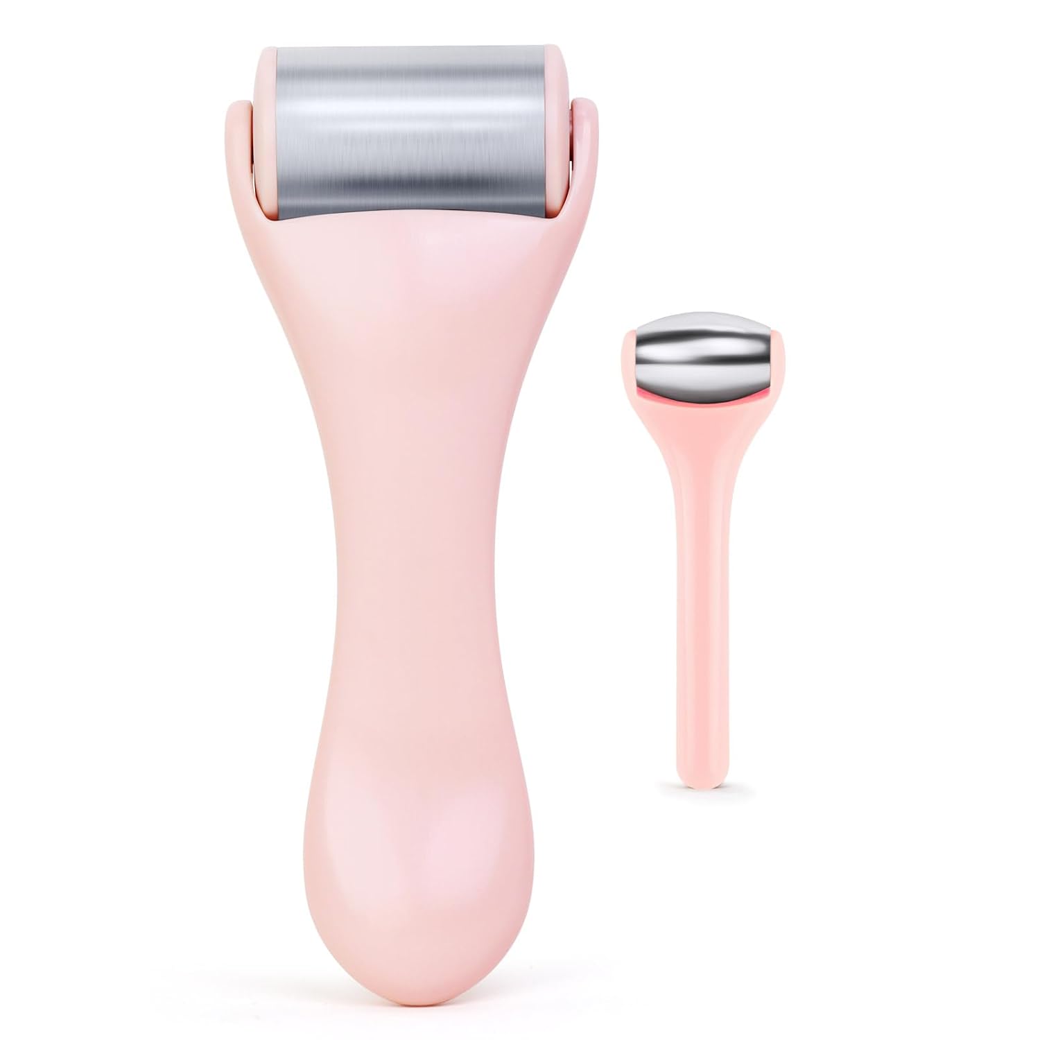 RODILLO DE HIELO PARA ROSTRO Y OJOS MAANGE 2 PIEZAS ACERO INOXIDABLE ROSA - 1