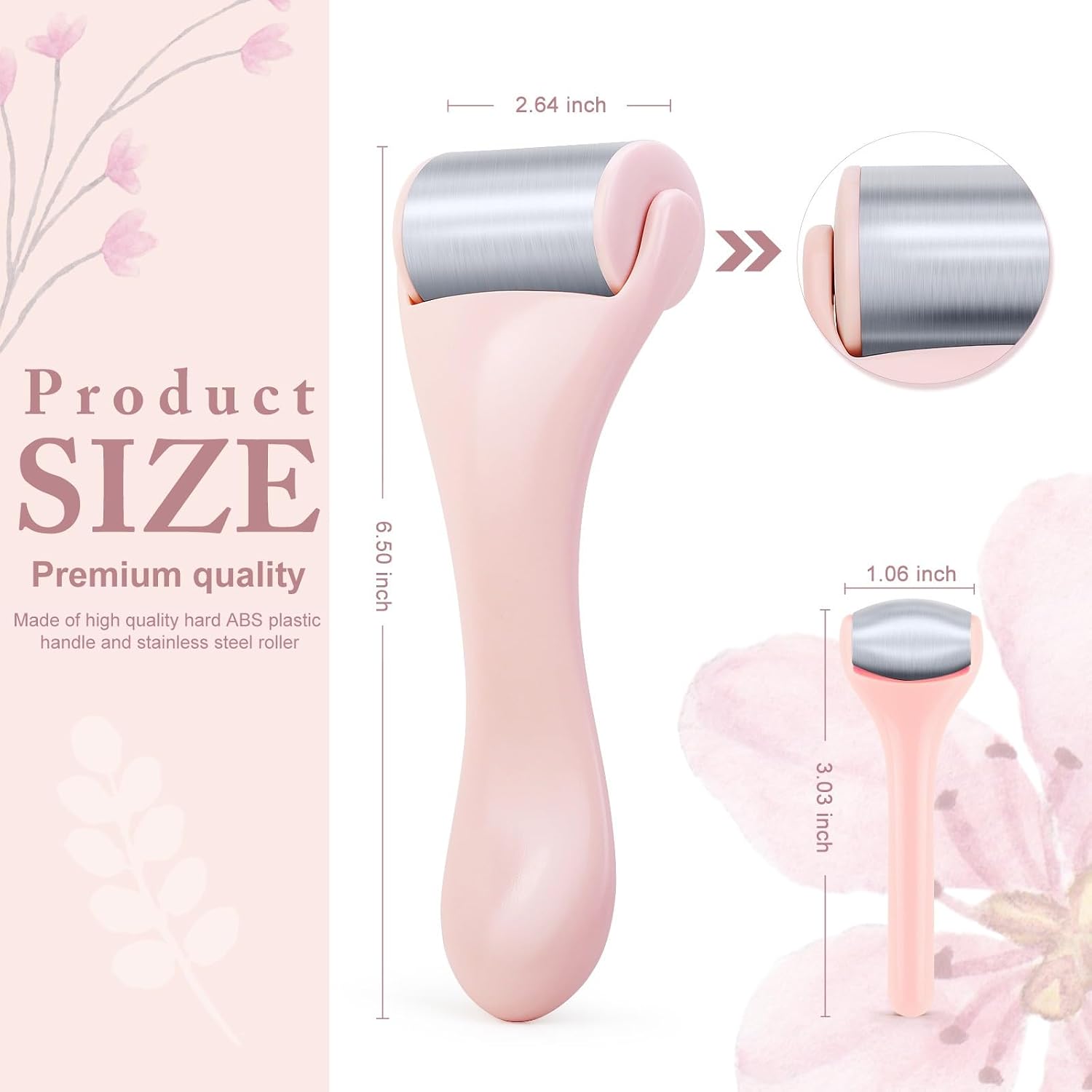 RODILLO DE HIELO PARA ROSTRO Y OJOS MAANGE 2 PIEZAS ACERO INOXIDABLE ROSA - 4