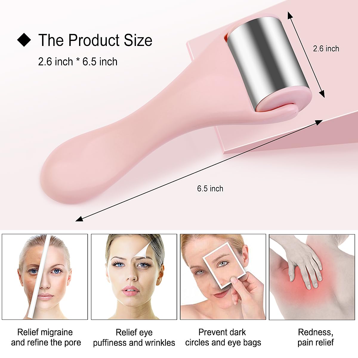 RODILLO FACIAL MAANGE ICE ROLLER ACERO INOXIDABLE ROSA - 2