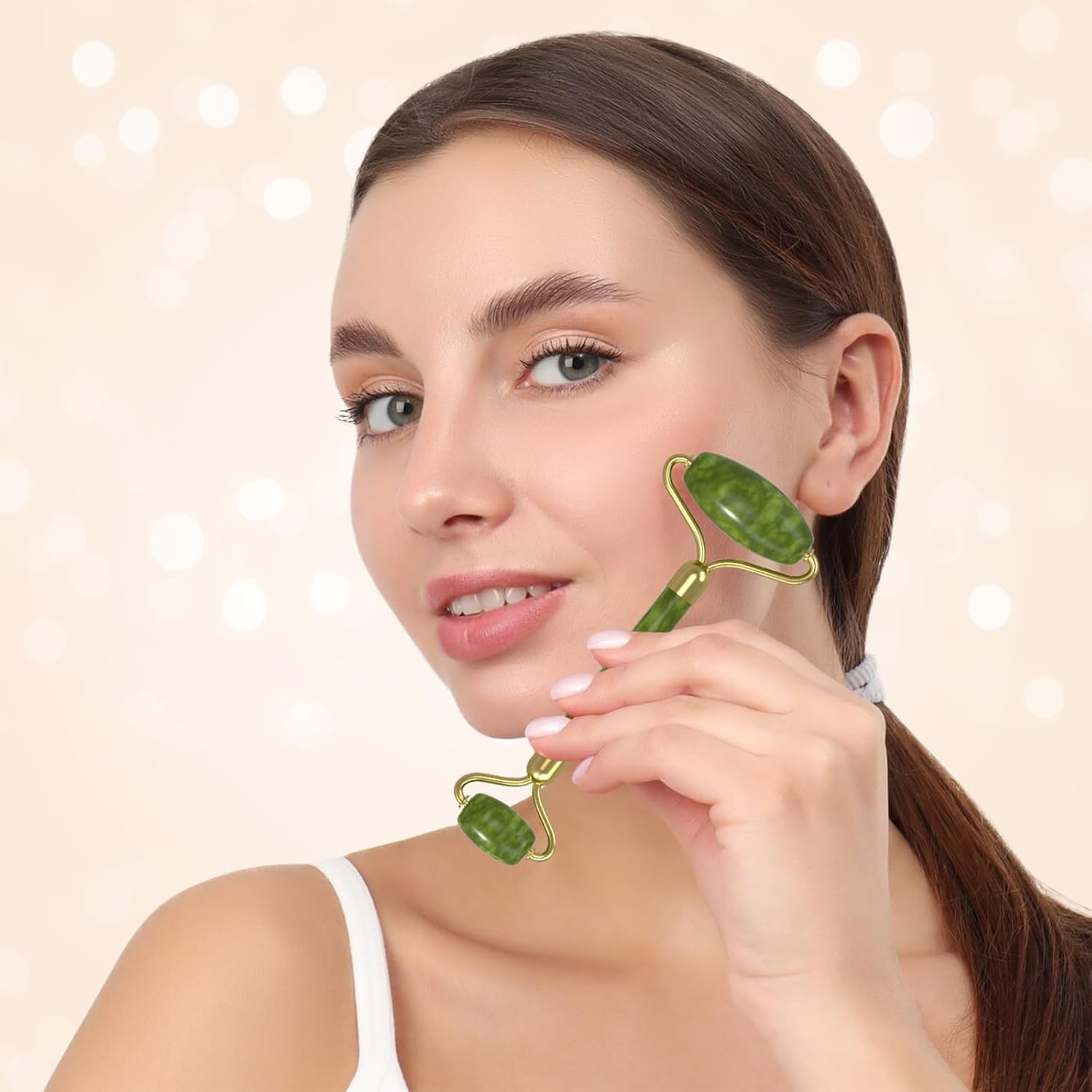 SET DE MASAJEADOR FACIAL GUA SHA Y RODILLO DE JADE YLTNEUQER - 2