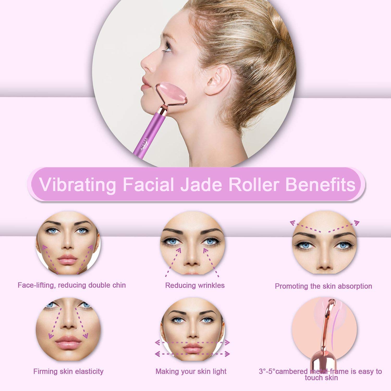 RODILLO FACIAL VIBRATORIO 2 EN 1 ZS ZESHIN JADE - 4