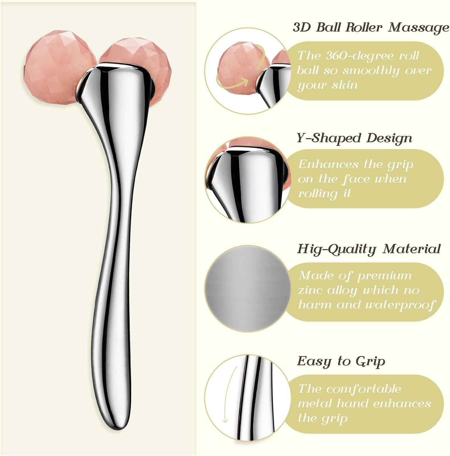 RODILLO MASAJEADOR FACIAL TEKSON 3D METAL PARA REAFIRMAR Y ANTIARRUGAS - 2