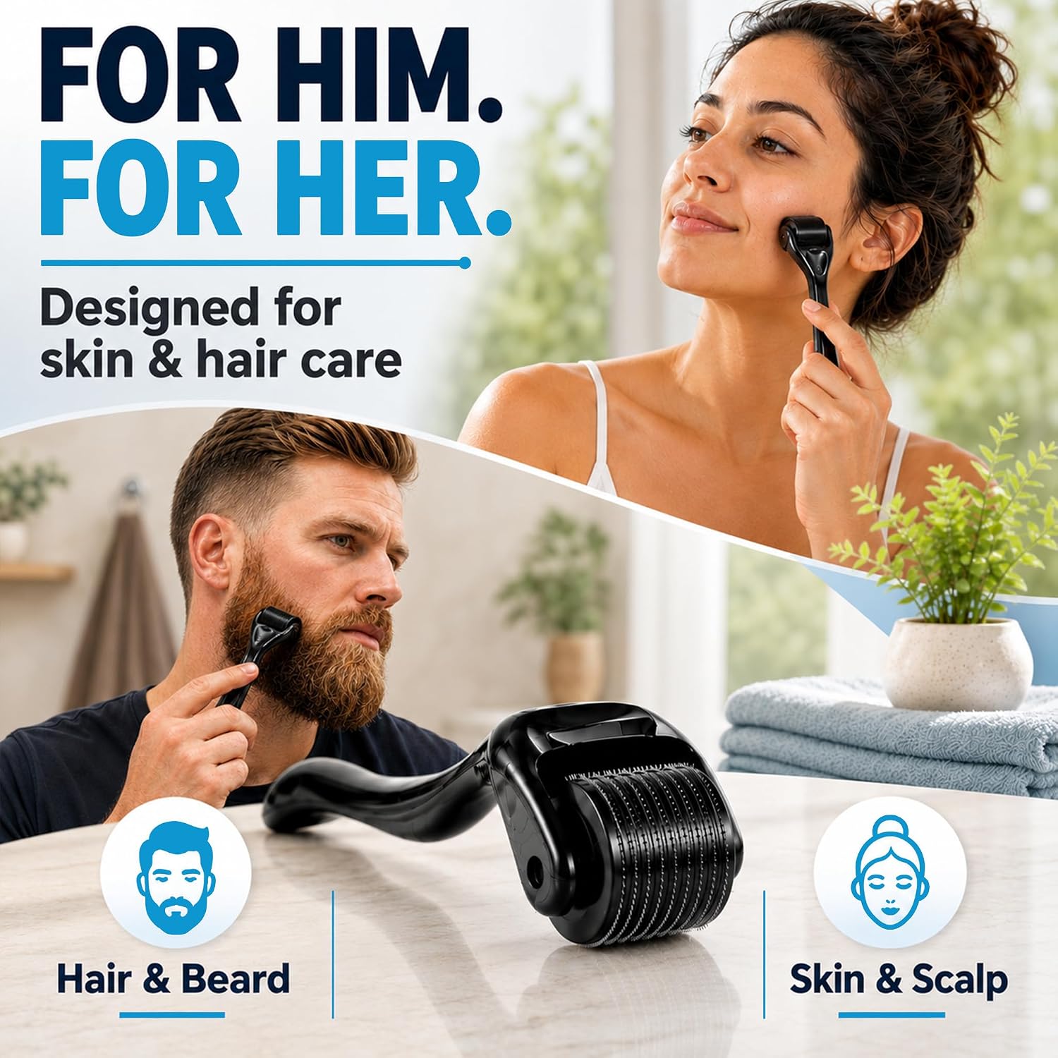 RODILLO DERMA PARA BARBA Y CABELLO TILCARE 0.25MM 2 UNIDADES - 2