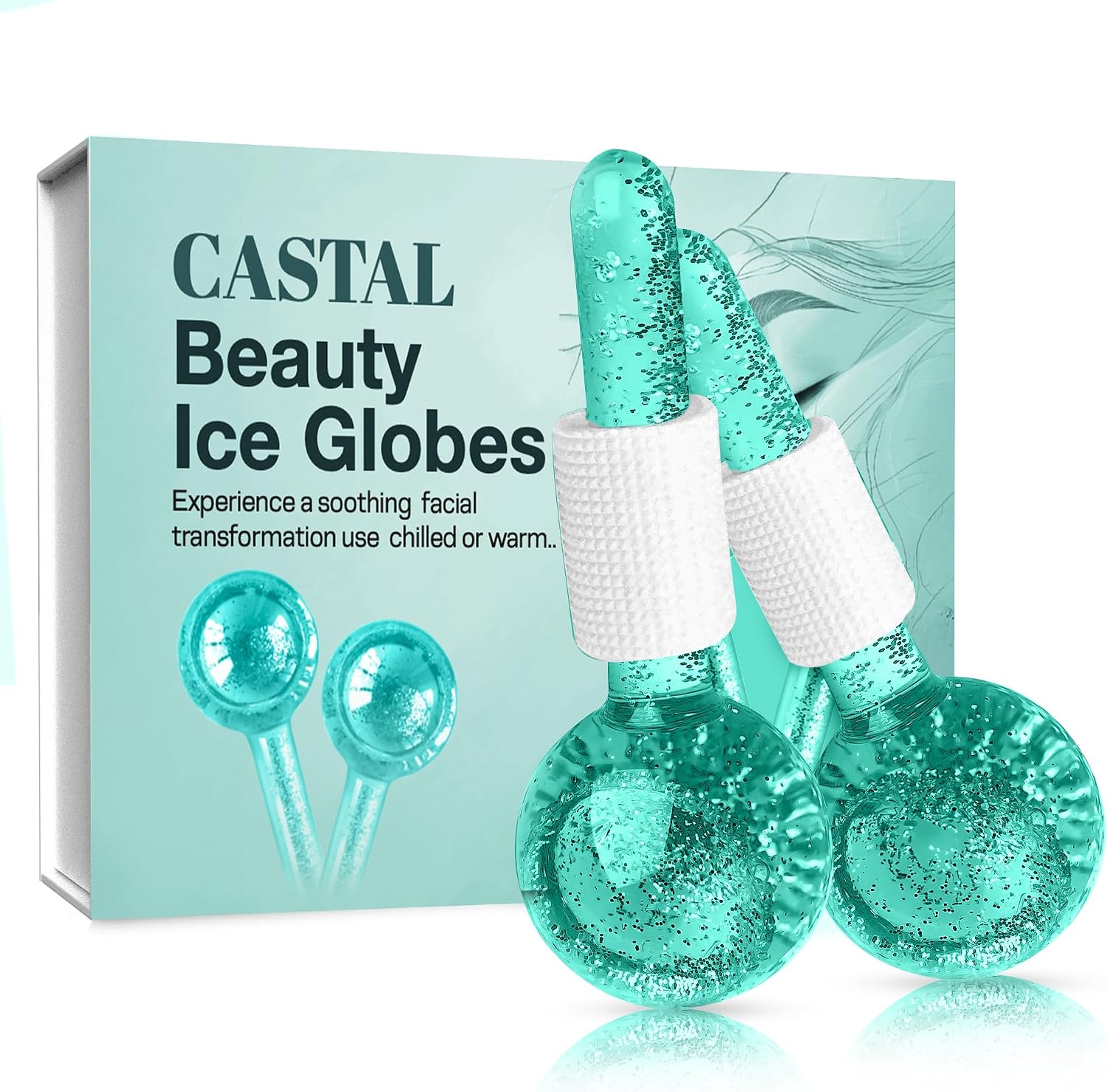 GLOBOS DE HIELO PARA ROSTRO CASTAL BLUE 2 UNIDADES COLOR VERDE AZULADO - 1