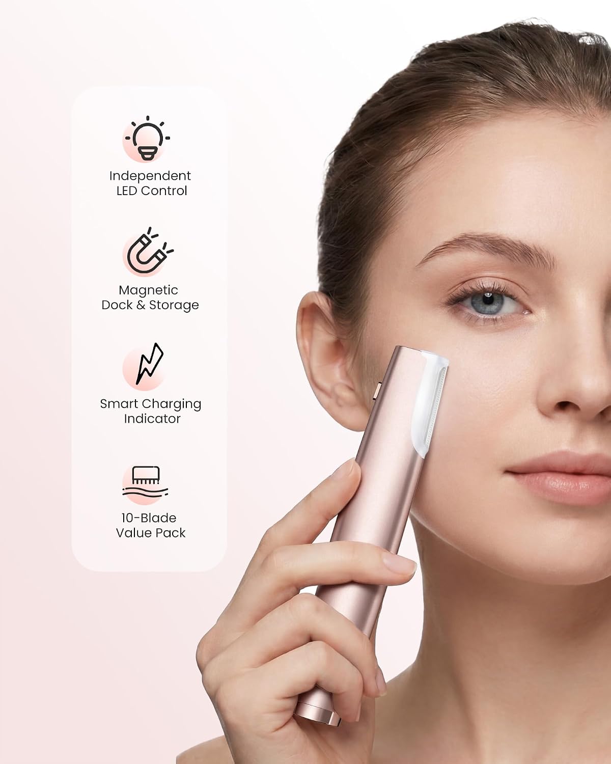 RASURADORA DERMAPLANE ELÉCTRICA PAPMINI PARA ROSTRO CON LED Y 11 CUCHILLAS - 5