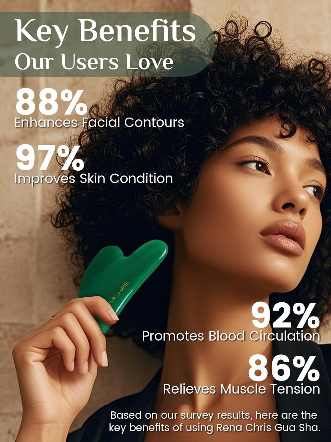 HERRAMIENTA FACIAL GUA SHA RENA CHRIS PIEDRA DE JADE VERDE - 4