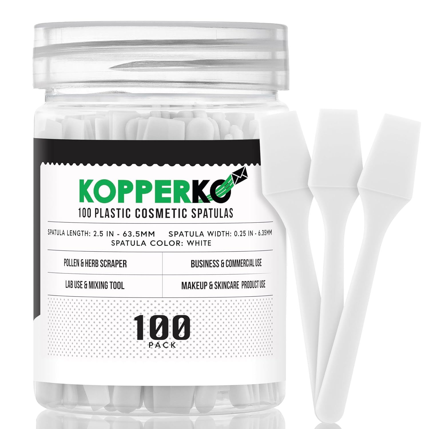ESPÁTULA MINI PARA CUIDADO DE LA PIEL KOPPERKO 2.5 PULGADAS 100 UNIDADES BLANCO - 1