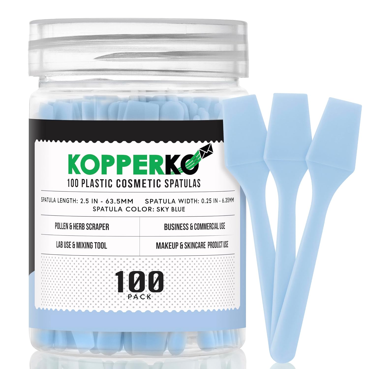 ESPÁTULA COSMÉTICA KOPPERKO MINI 2.5 PULGADAS 100 UNIDADES AZUL CELESTE - 1
