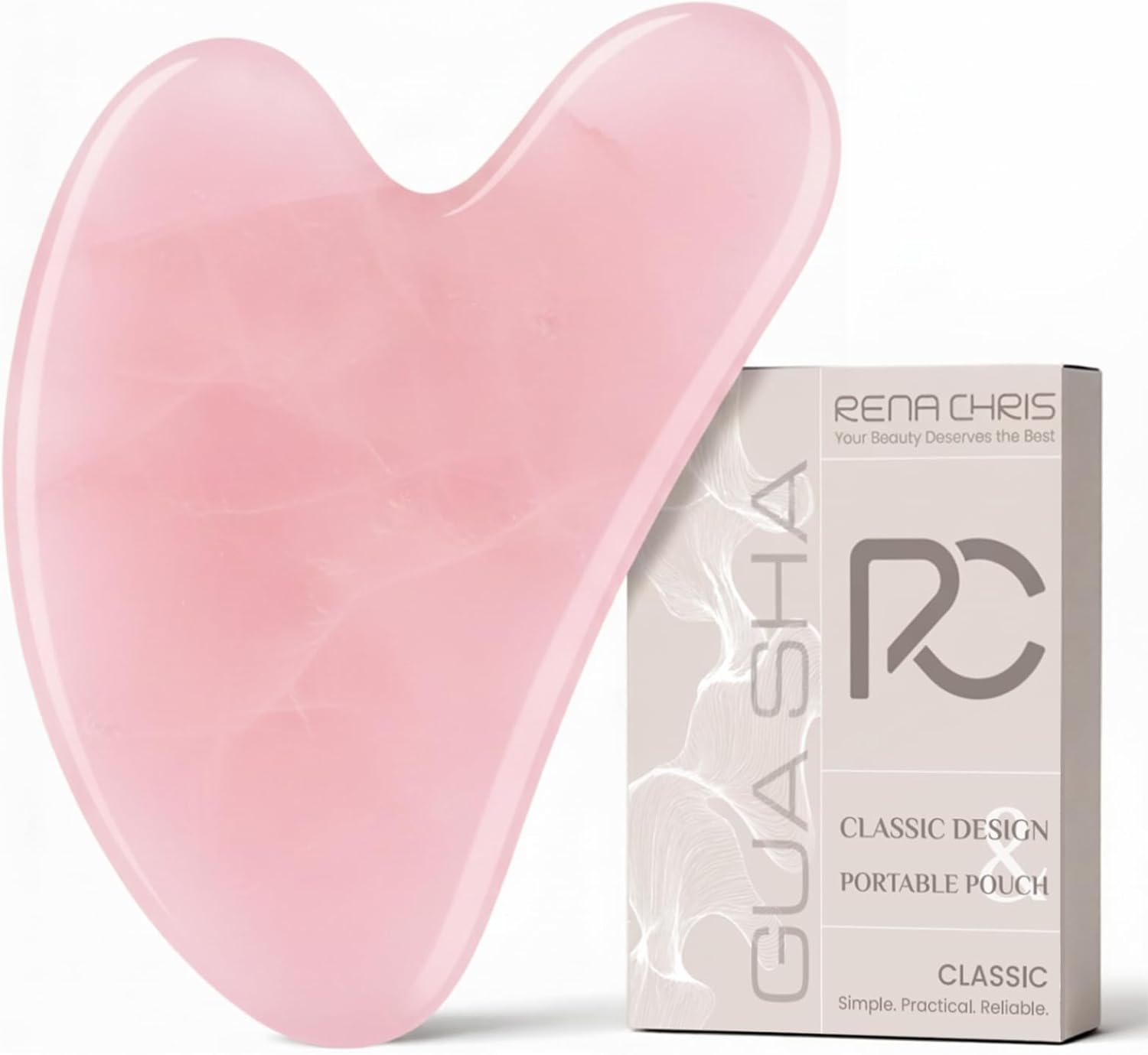 HERRAMIENTA FACIAL GUA SHA RENA CHRIS CUARZO ROSA - 1