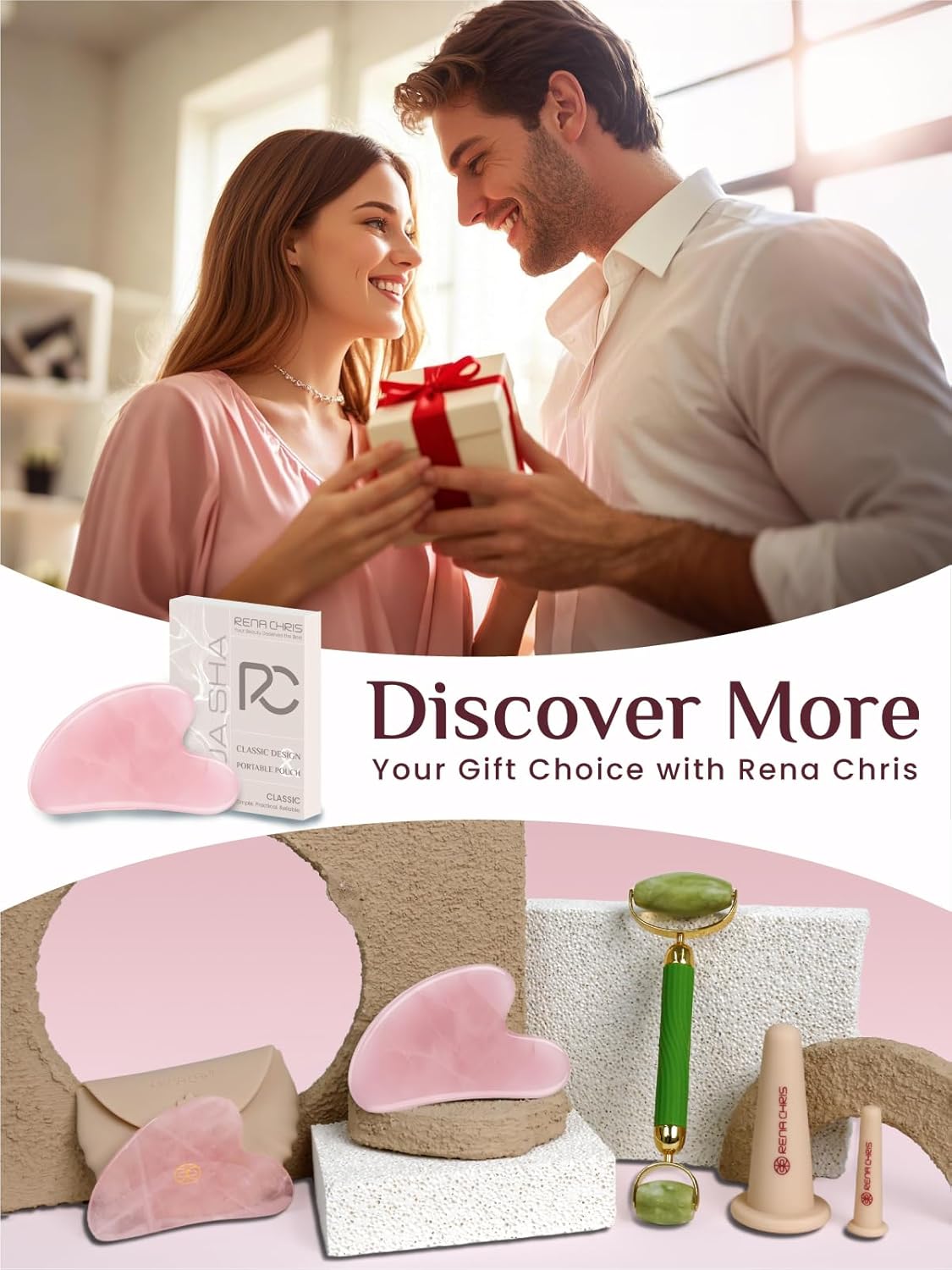 HERRAMIENTA FACIAL GUA SHA RENA CHRIS CUARZO ROSA - 3