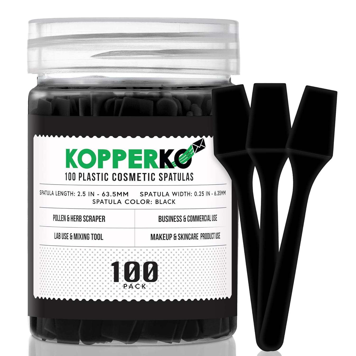 ESPÁTULA MINI PARA LOCIÓN KOPPERKO 2.5 PULGADAS 100 UNIDADES NEGRA - 1