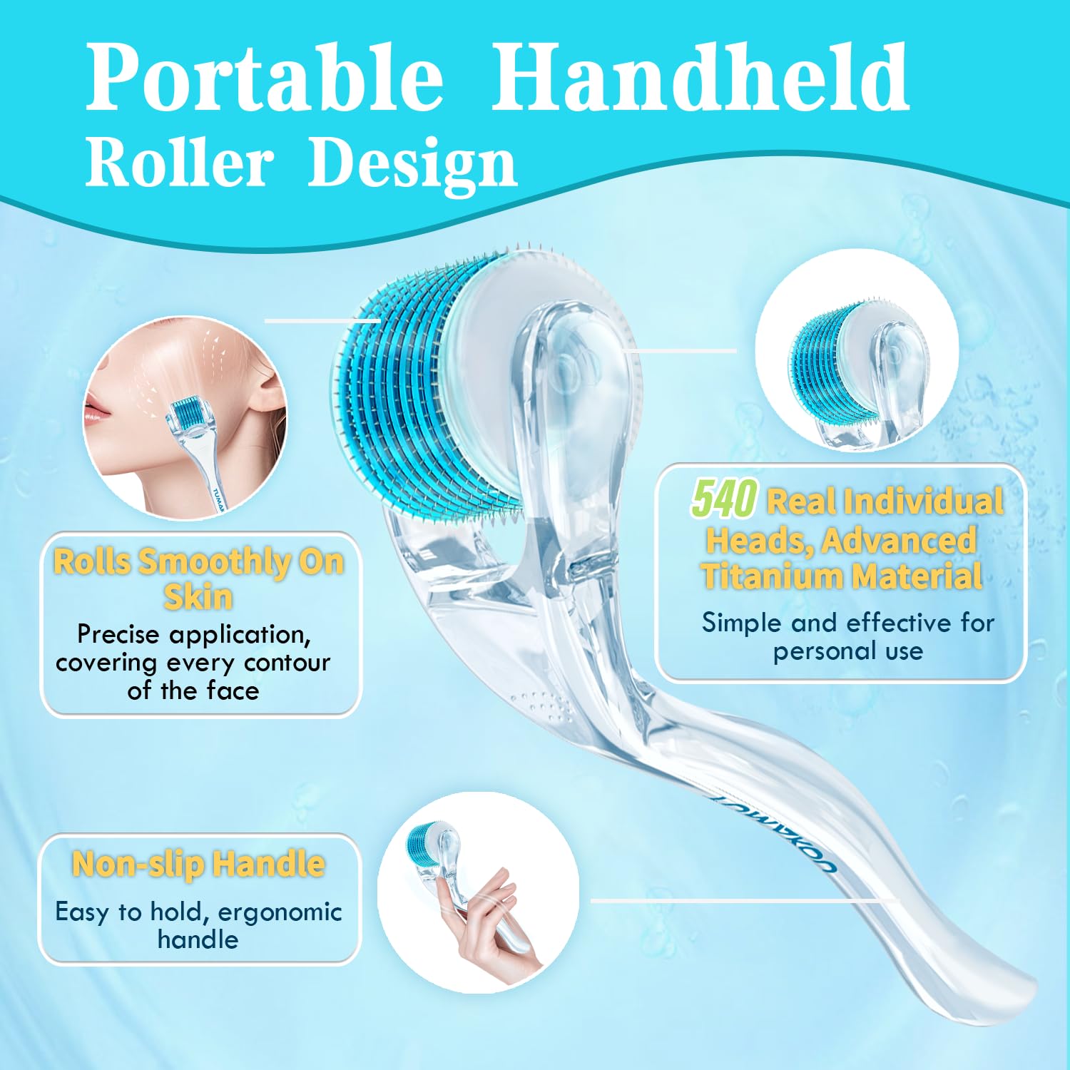 DERMA ROLLER TUMAKOU MICRONEEDLING PARA ROSTRO, CUERO CABELLUDO Y CABELLO - 3