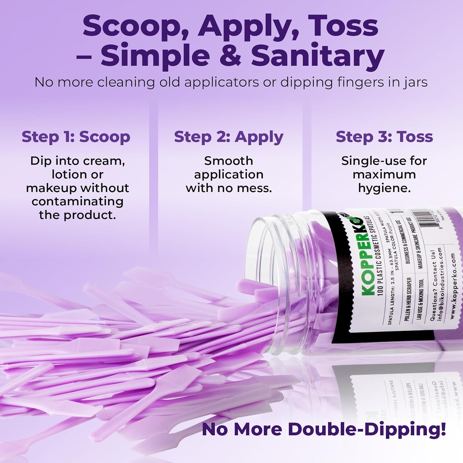 ESPÁTULA FACIAL KOPPERKO MINI 2.5 PULGADAS 100 UNIDADES MORADO - 5