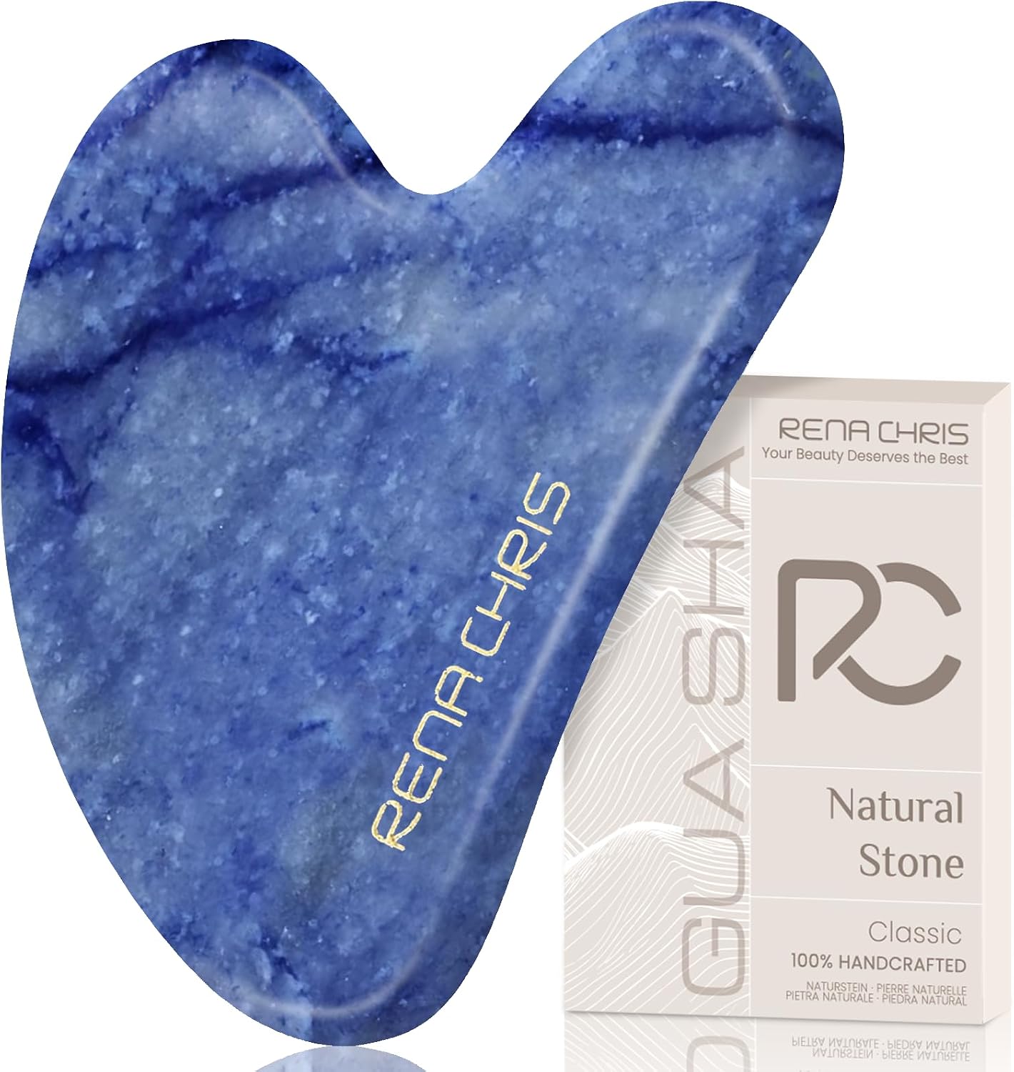 HERRAMIENTA FACIAL GUA SHA RENA CHRIS BLUE AVENTURINE - 1