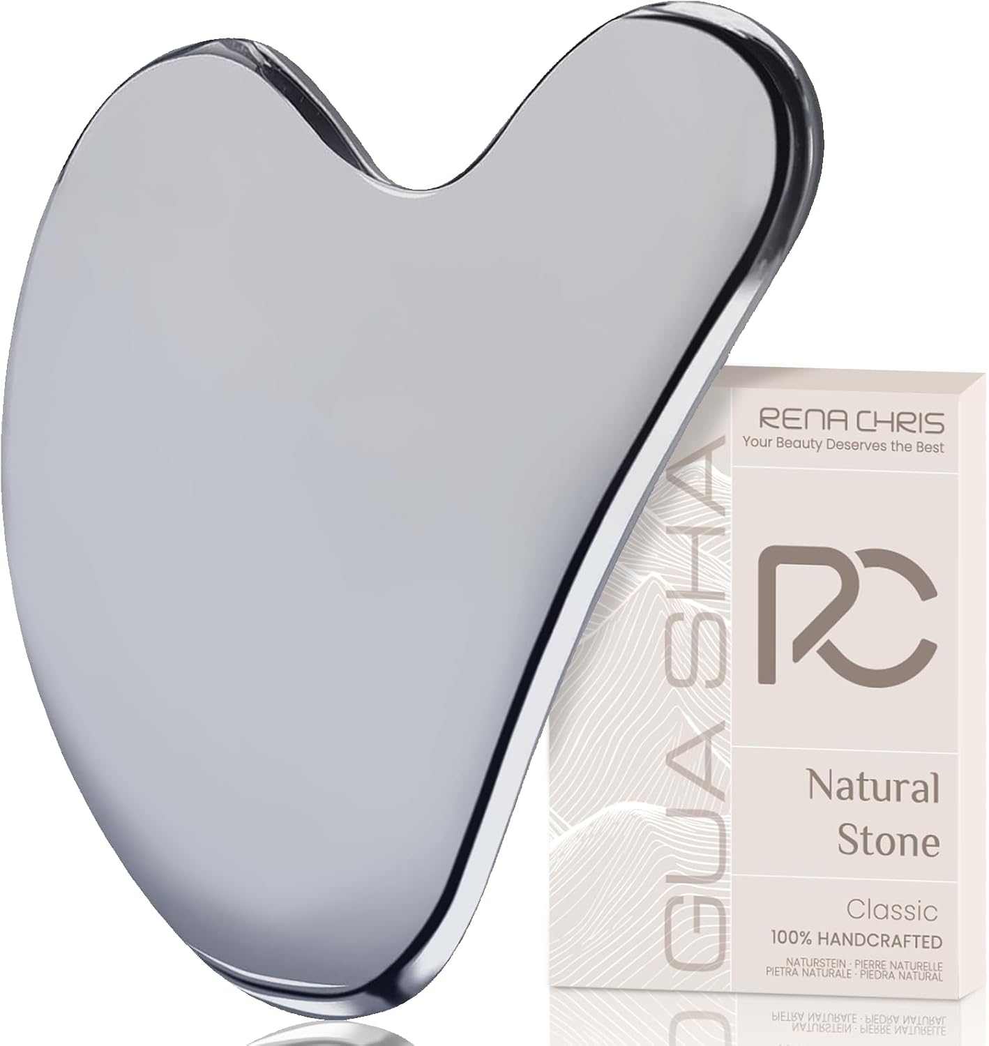 HERRAMIENTA FACIAL GUA SHA RENA CHRIS TERAHERTZ PLATA GRIS - 1
