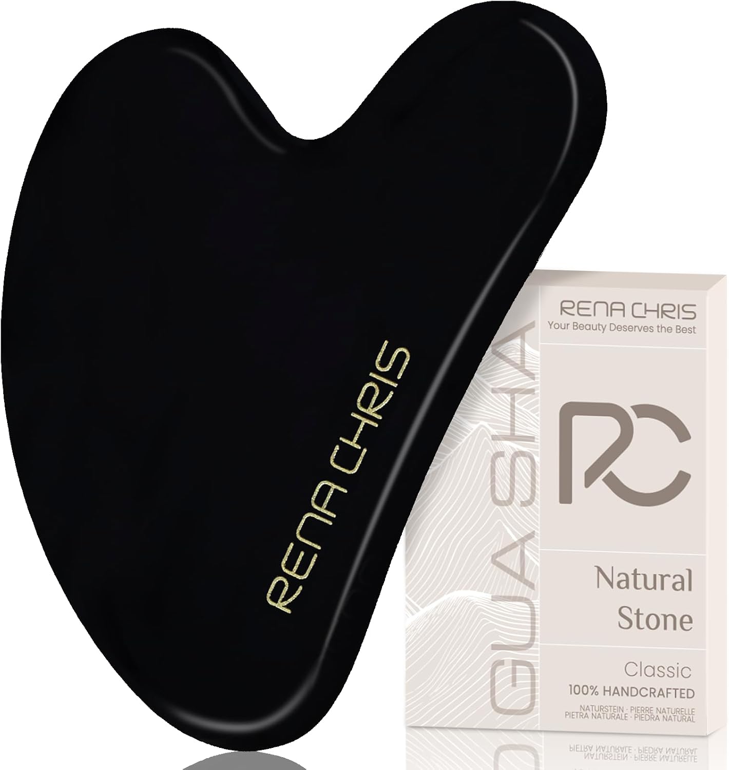 HERRAMIENTA FACIAL GUA SHA RENA CHRIS OBSIDIANA NEGRA - 1