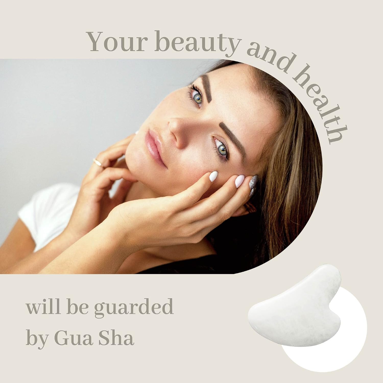 HERRAMIENTA FACIAL GUA SHA RENA CHRIS PIEDRA DE JADE BLANCO - 5