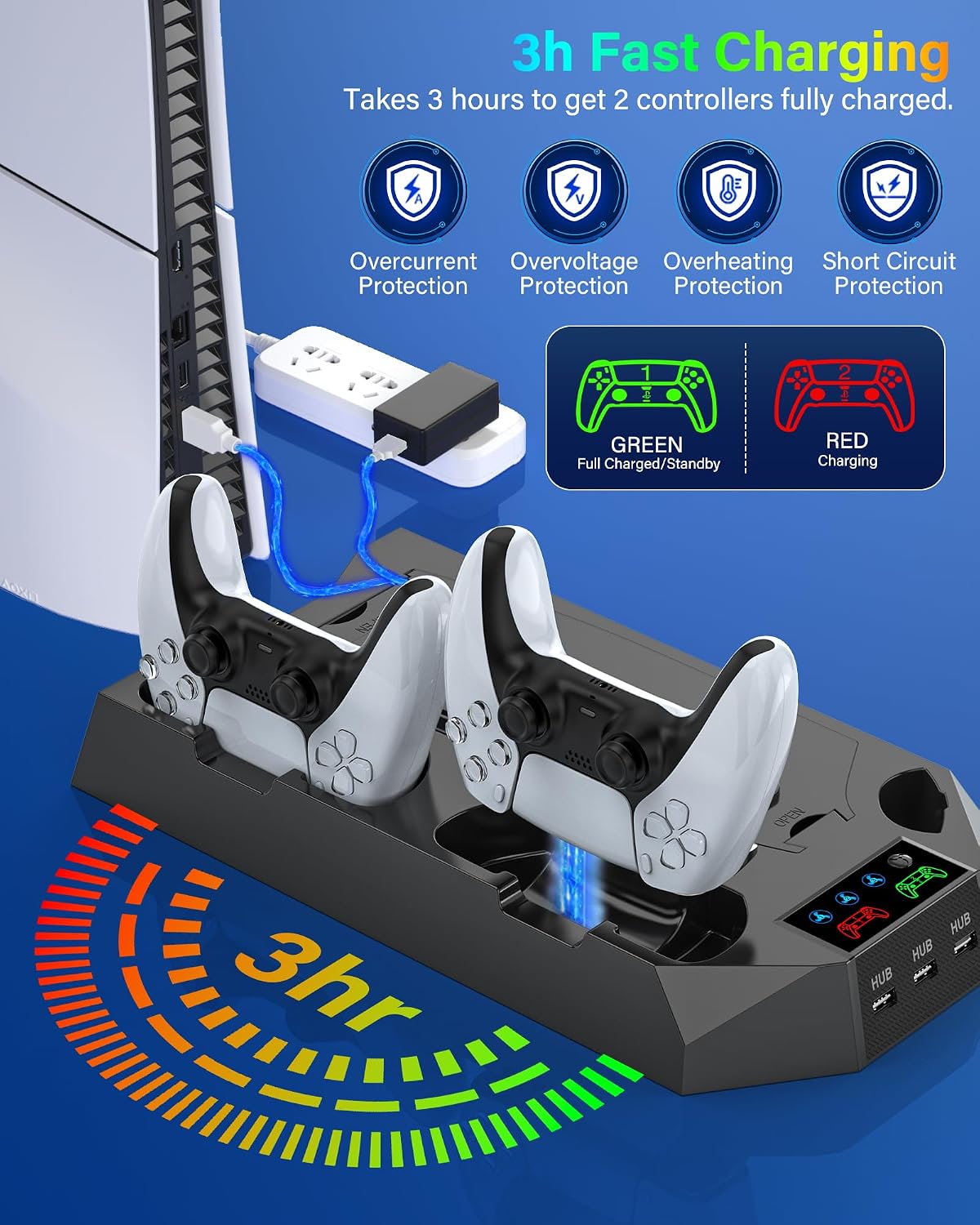BASE DE ENFRIAMIENTO Y ESTACIÓN DE CARGA DUAL PARA CONTROLES CYKOARMOR PS5/PS5 SLIM/PS5 PRO - 4