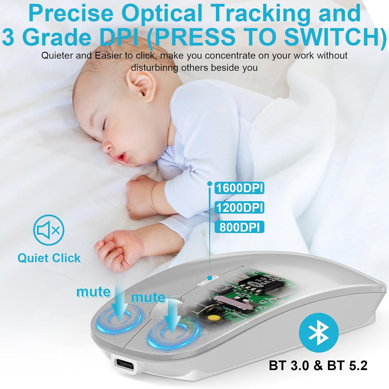 MOUSE INALÁMBRICO BLUETOOTH NORMDECOS DUAL MODE PARA MACBOOK Y PC - 5