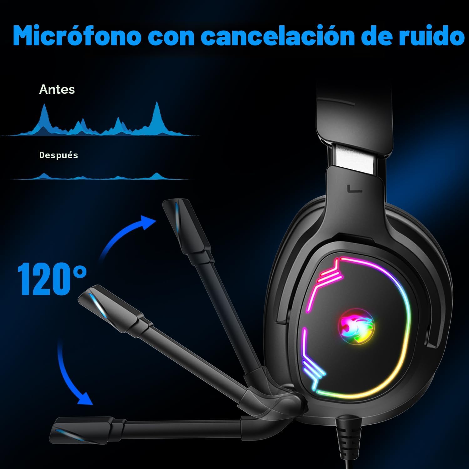 HEADSET PARA GAMING JIMONYER PS5 PS4 XBOX SERIES X|S PC SWITCH AZUL - 4
