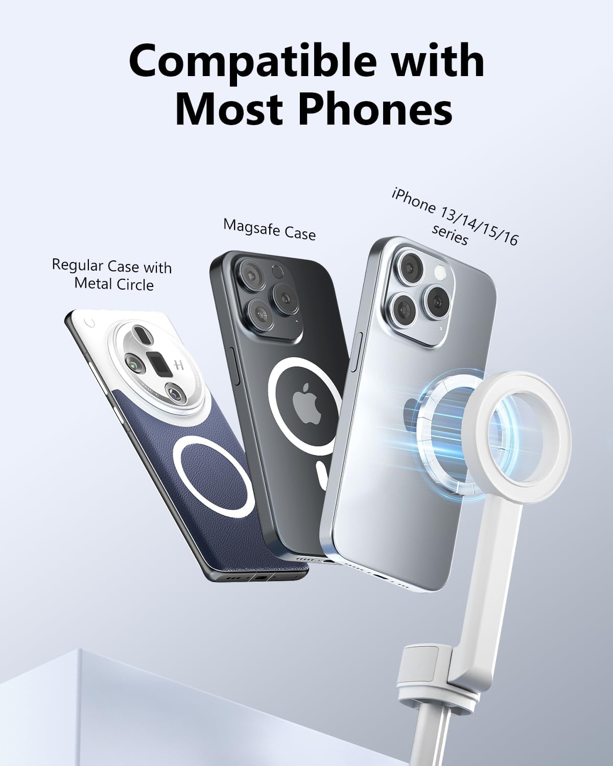 TRÍPODE MAGNÉTICO UBEESIZE PARA IPHONE CON CONTROL REMOTO, EXTENSIBLE HASTA 64'', BLANCO - 4