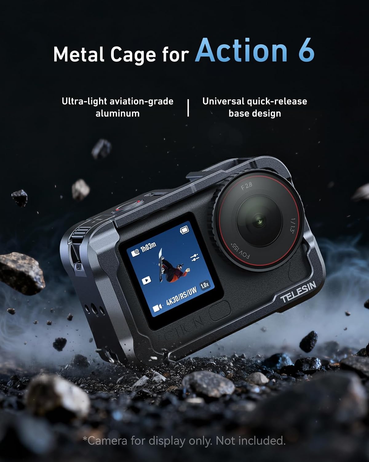 CARCASA METÁLICA CON LUZ LED TELESIN PARA DJI OSMO ACTION 6 - 4
