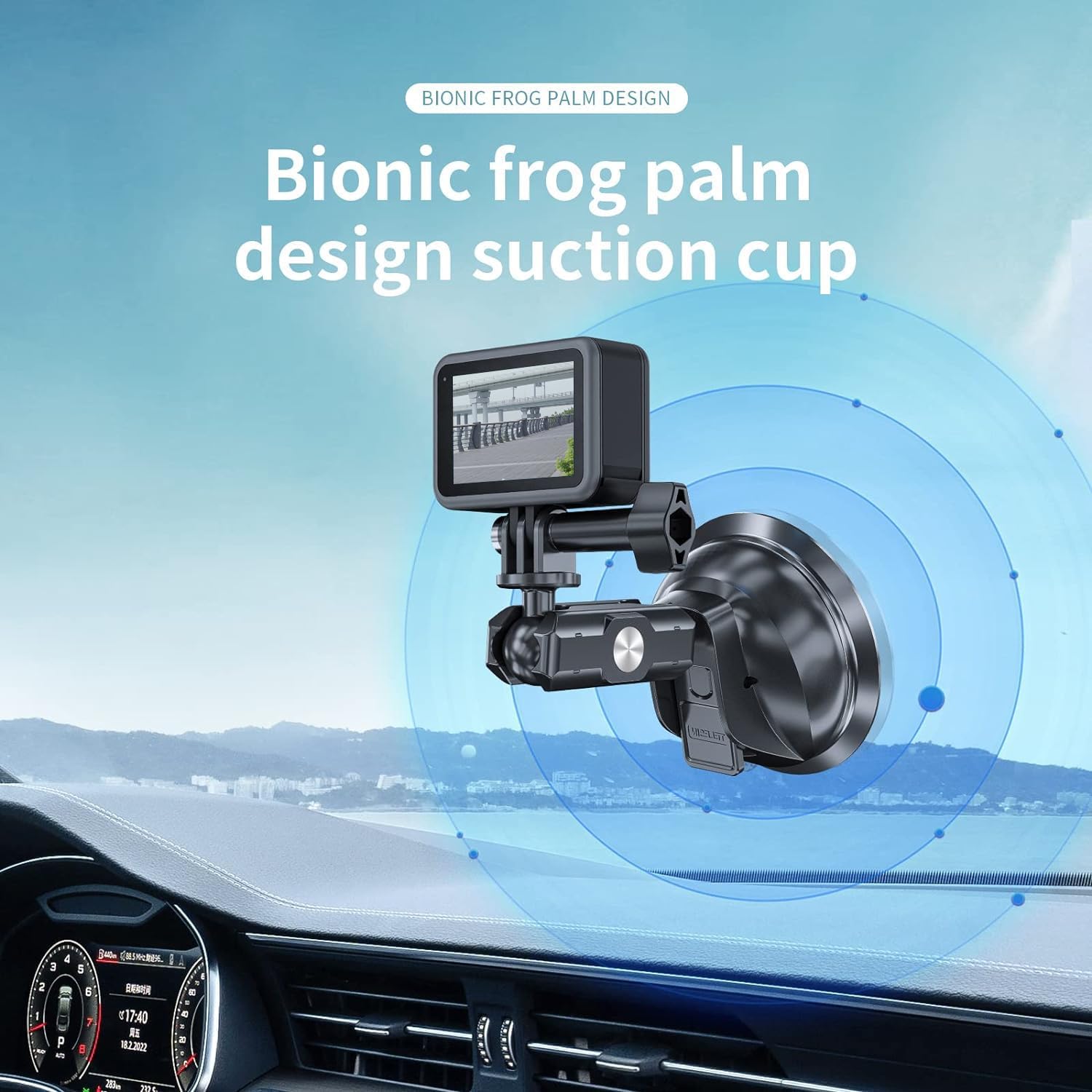 SOPORTE CON VENTOSA PARA AUTO TELESIN CON SOPORTE PARA TELÉFONO - 3