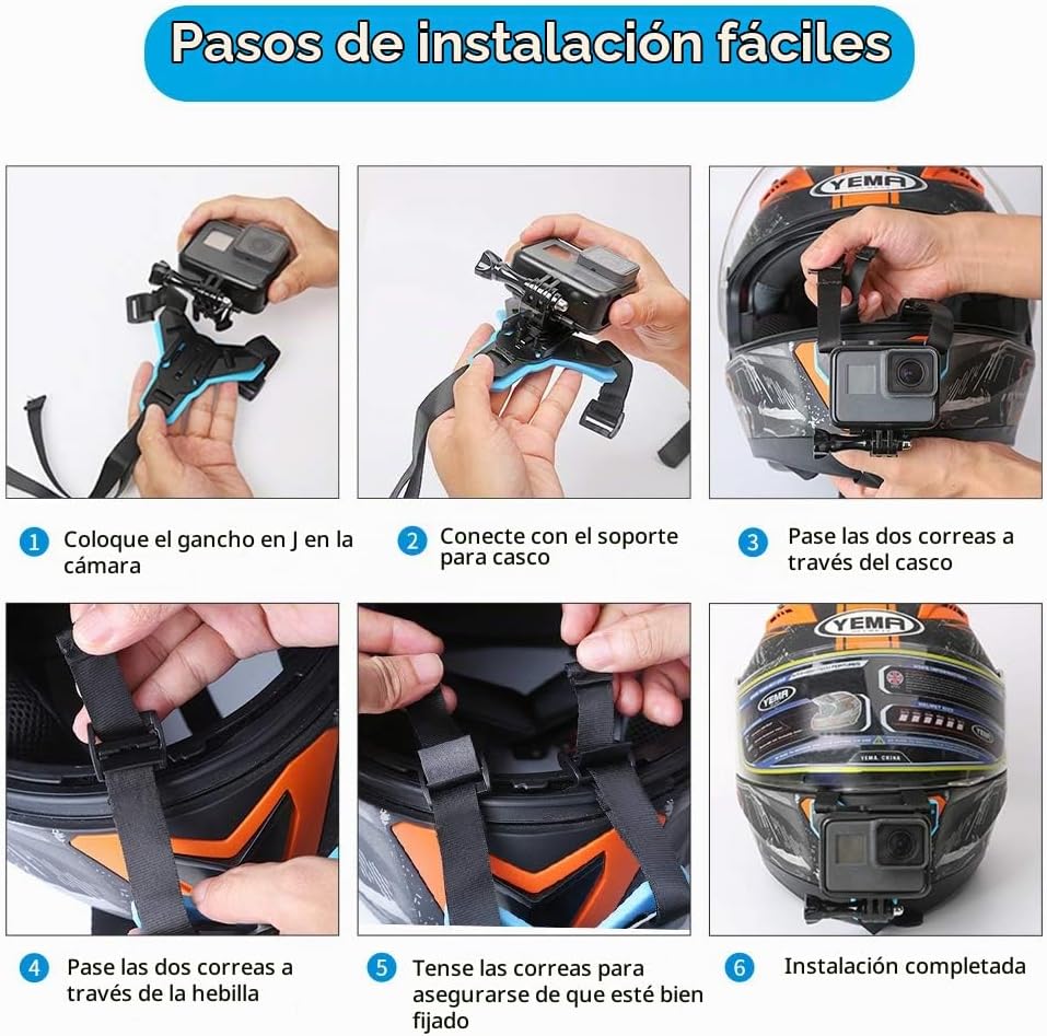 SOPORTE PARA CASCO TELESIN CON CLIP PARA CORREA PARA CÁMARAS GOPRO Y SIMILARES - 4