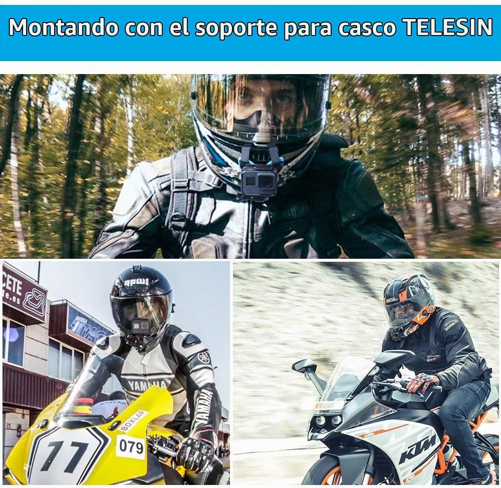 SOPORTE PARA CASCO TELESIN CON CLIP PARA CORREA PARA CÁMARAS GOPRO Y SIMILARES - 5