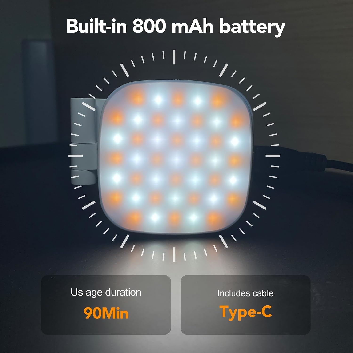 ILUMINADOR PARA SELFIES NAGNAHZ M27 BLANCO CON ESPEJO Y LUZ LED AJUSTABLE - 5