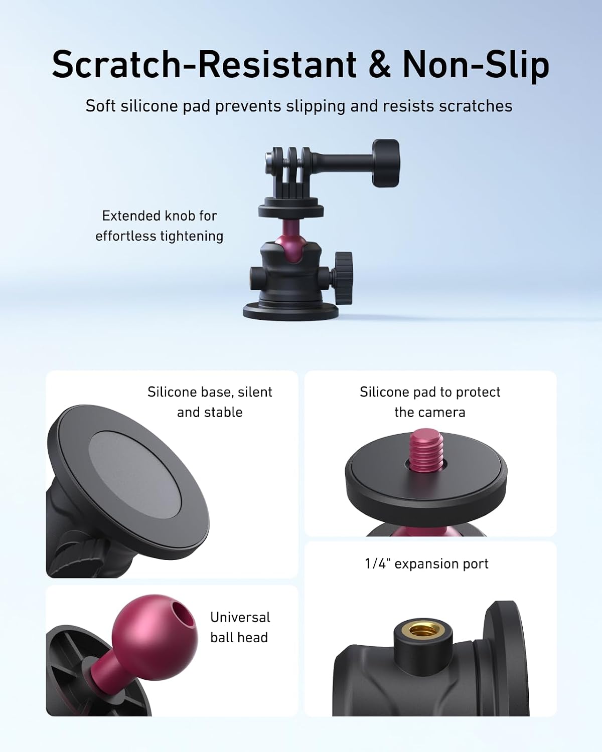 SOPORTE MAGNÉTICO PARA CÁMARA DE ACCIÓN TELESIN CON ROTACIÓN 360° Y ADAPTADORES - 5