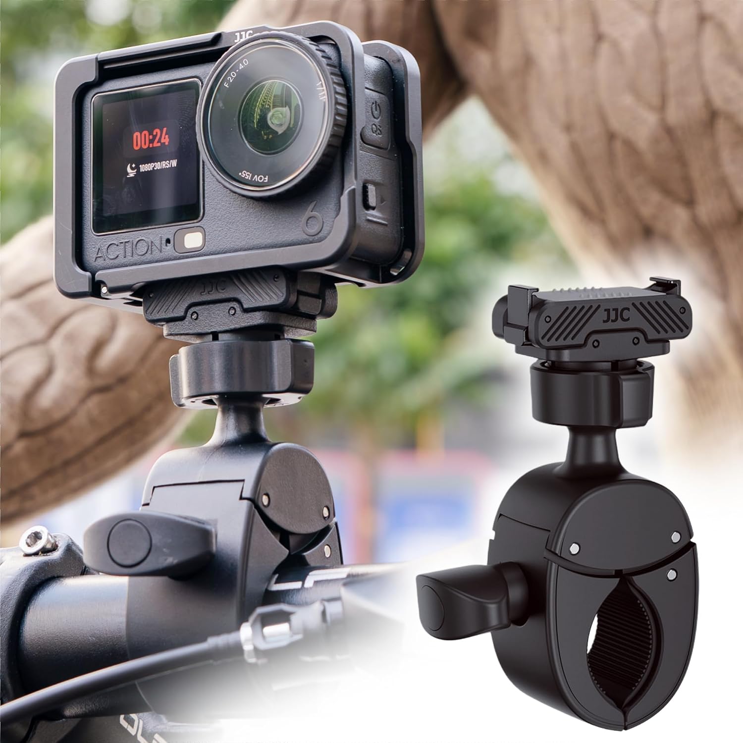 SOPORTE MAGNÉTICO PARA BICICLETA JJC PARA DJI OSMO ACTION 6 Y NANO CON CABEZA ESFÉRICA - 1