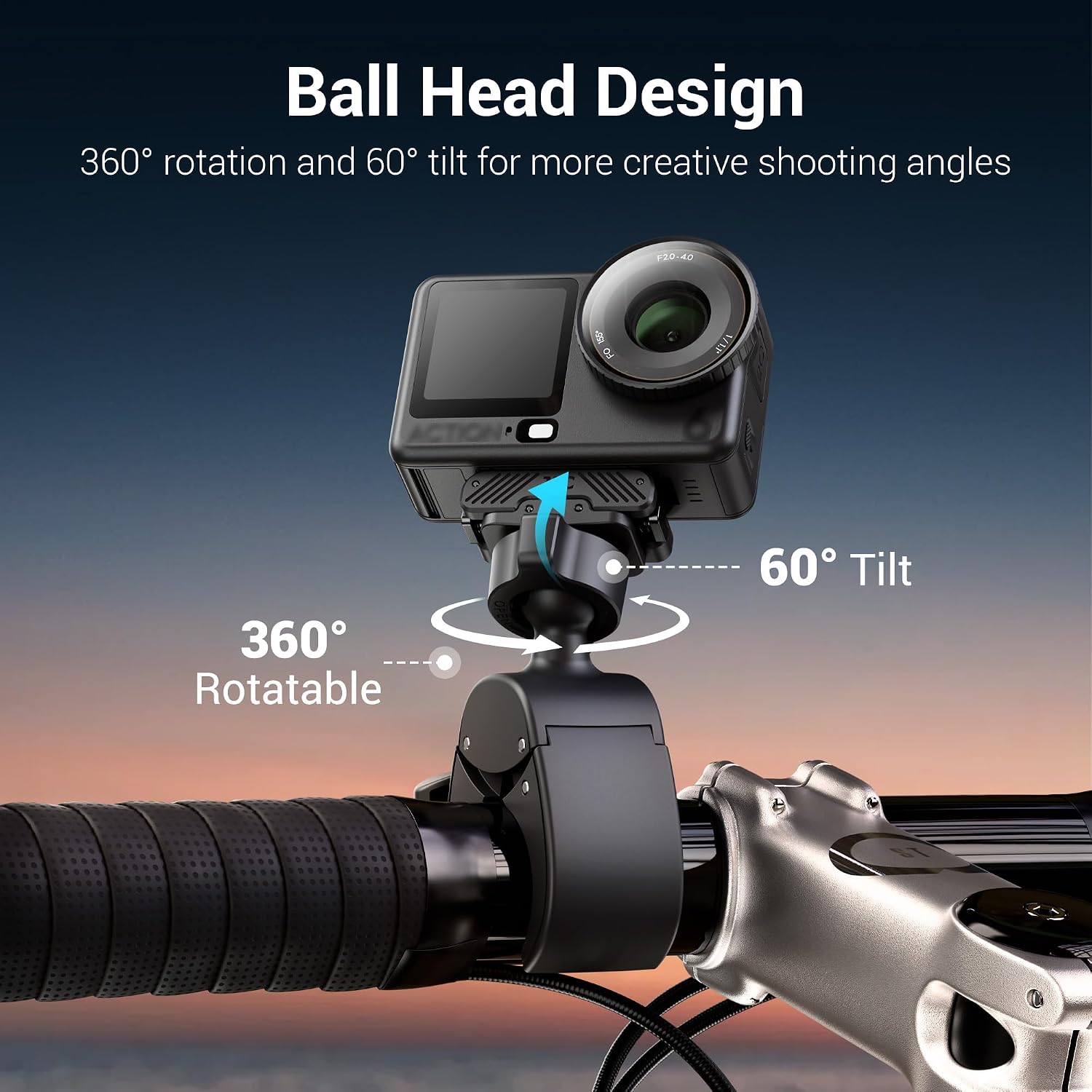 SOPORTE MAGNÉTICO PARA BICICLETA JJC PARA DJI OSMO ACTION 6 Y NANO CON CABEZA ESFÉRICA - 2
