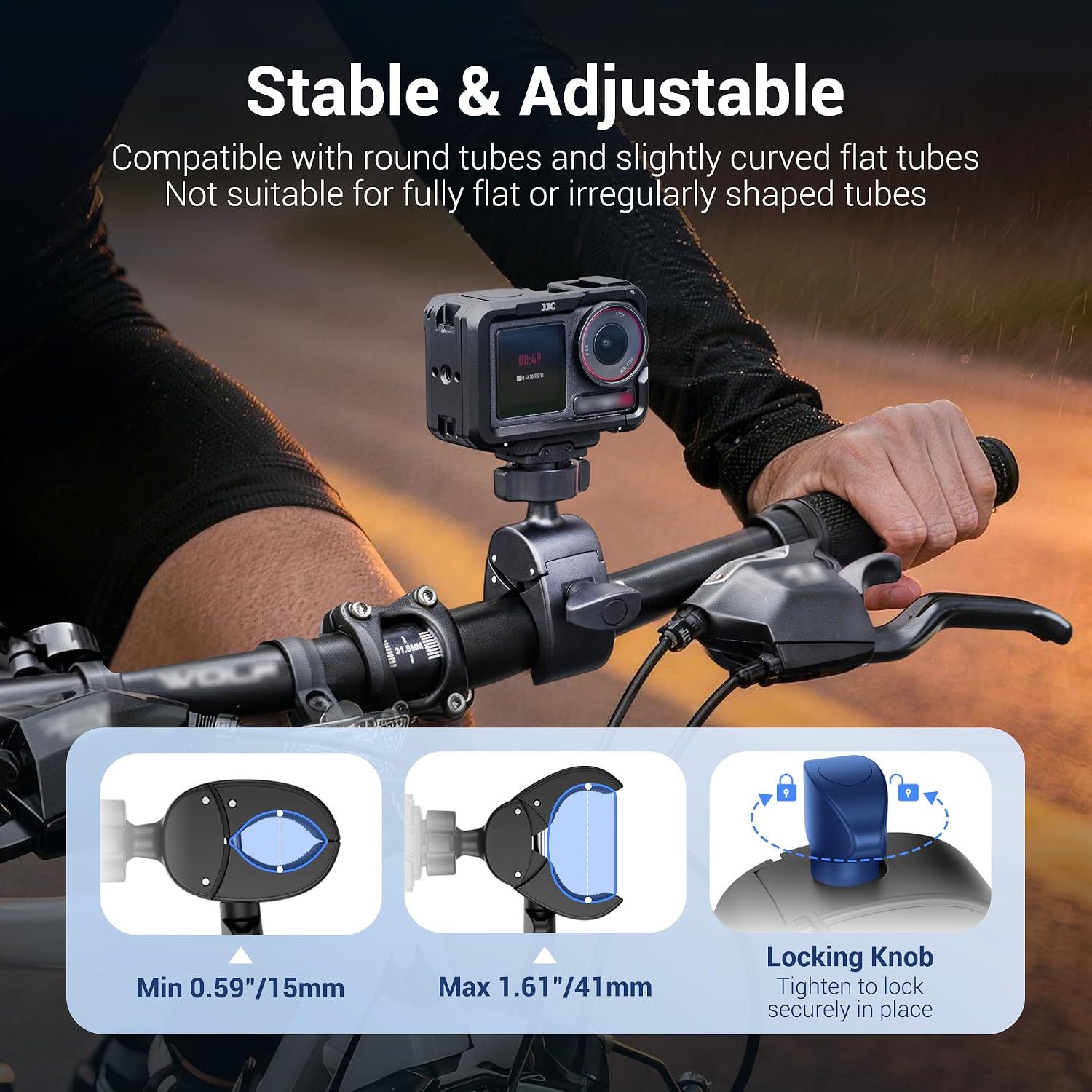 SOPORTE MAGNÉTICO PARA BICICLETA JJC HM-OA5 PARA DJI OSMO ACTION 5 PRO 4 3 CON CABEZA ESFÉRICA - 2