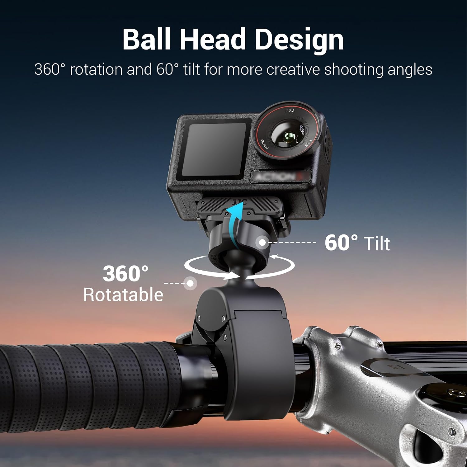 SOPORTE MAGNÉTICO PARA BICICLETA JJC HM-OA5 PARA DJI OSMO ACTION 5 PRO 4 3 CON CABEZA ESFÉRICA - 3