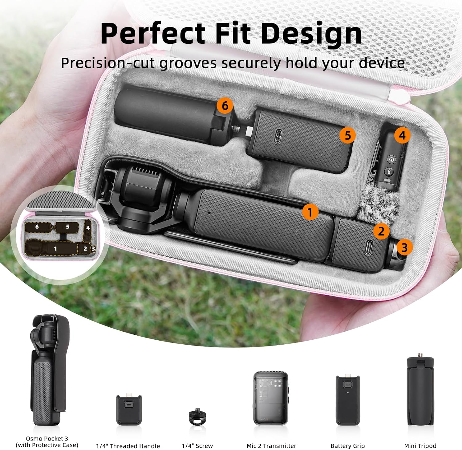 CARCASA RÍGIDA BRDRC PARA OSMO POCKET 3 CON CORREA Y MOSQUETÓN NEGRO - 2