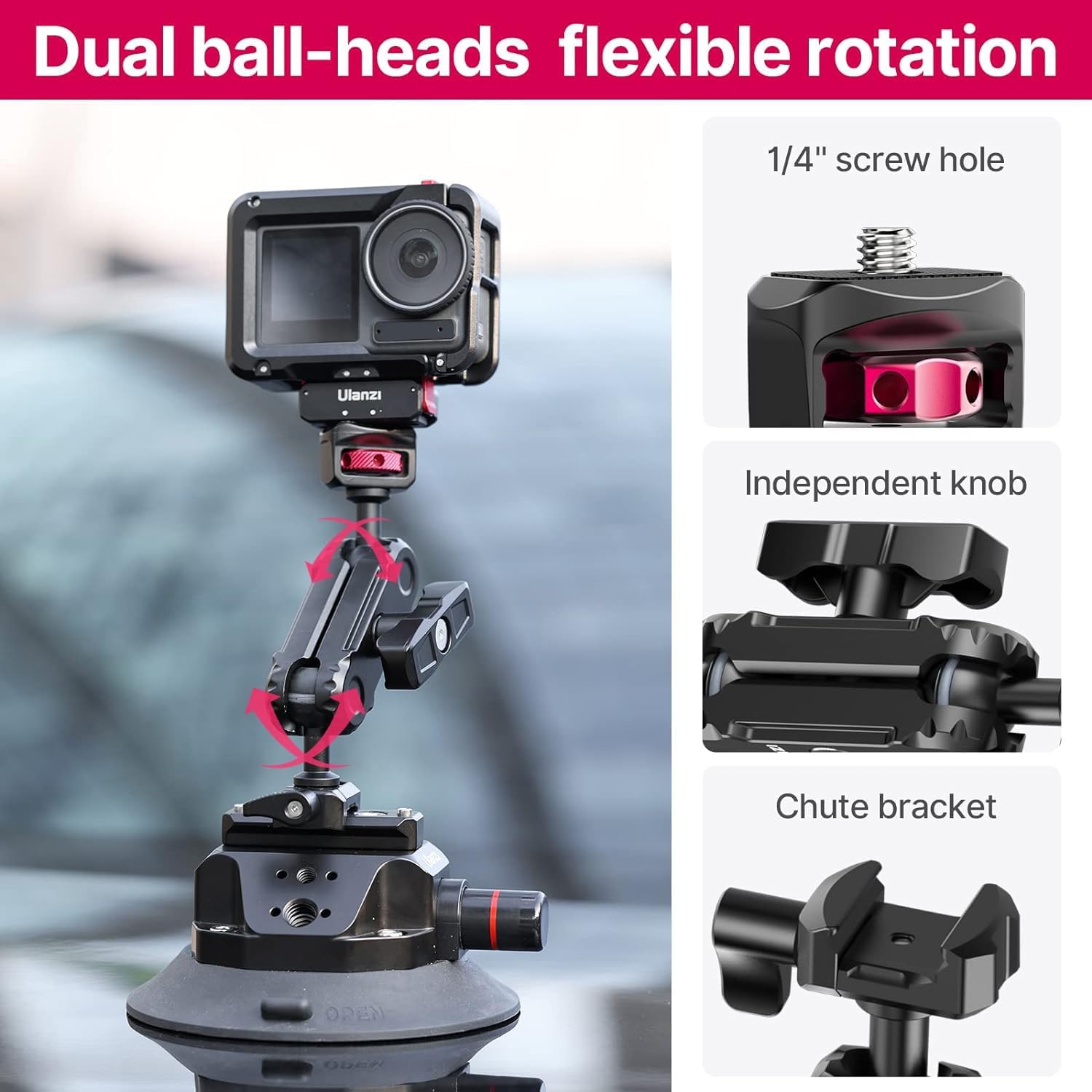 SOPORTE CON VENTOSA UURIG ULANZI SC-02 4.5 PULGADAS PARA CÁMARAS DSLR - 5