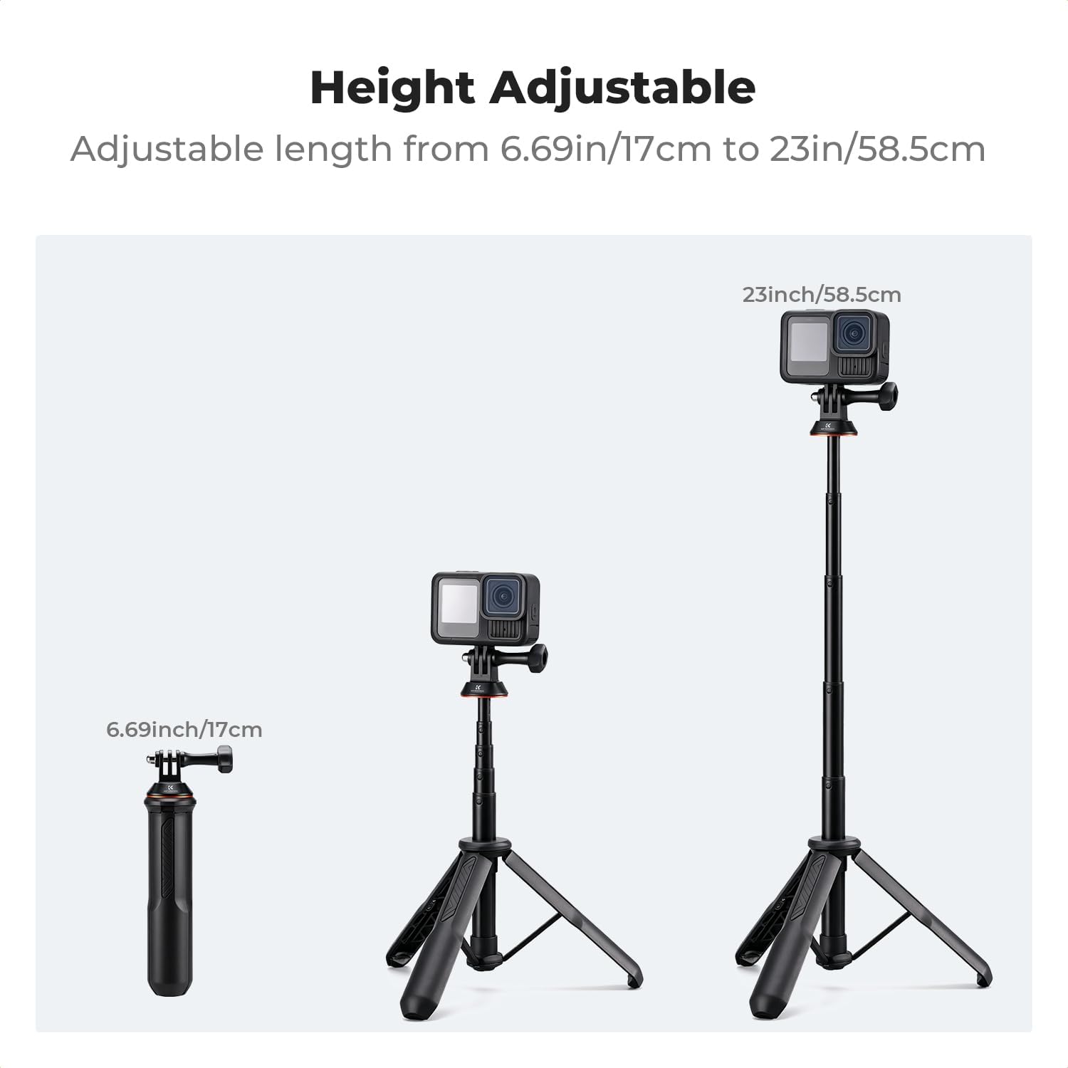 SOPORTE PARA CÁMARA DE ACCIÓN KYF CONCEPT 58.5 CM AJUSTABLE TIPO SELFIE STICK Y TRÍPODE - 2