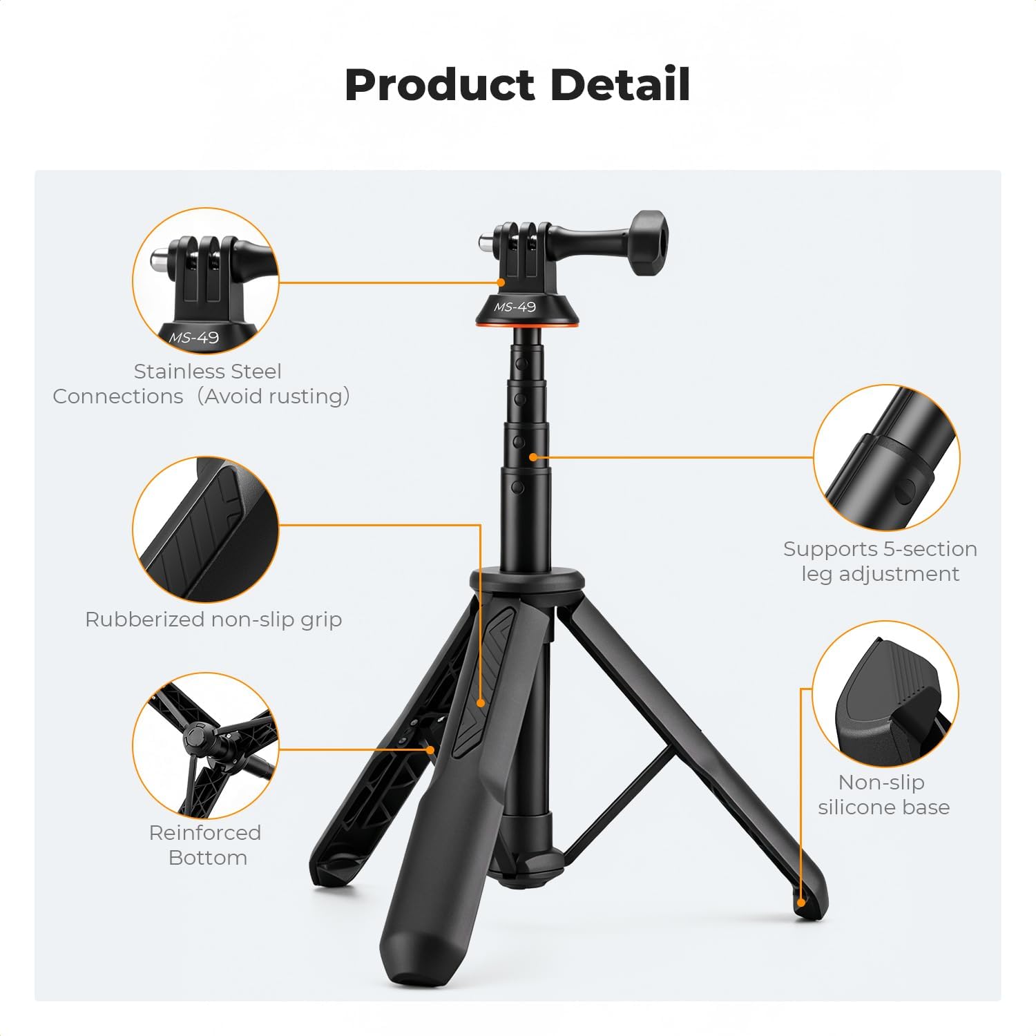 SOPORTE PARA CÁMARA DE ACCIÓN KYF CONCEPT 58.5 CM AJUSTABLE TIPO SELFIE STICK Y TRÍPODE - 3