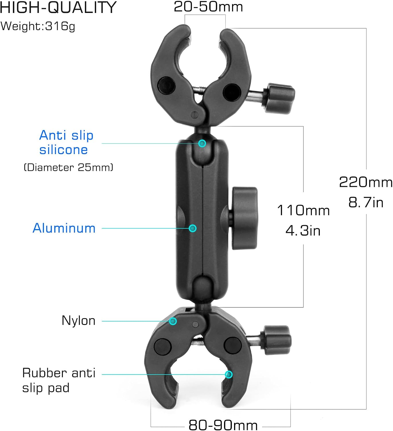 SOPORTE PARA CÁMARA GEPULY DOBLE SUPER CLAMP 360° PARA PARAGUAS Y SILLAS - 2